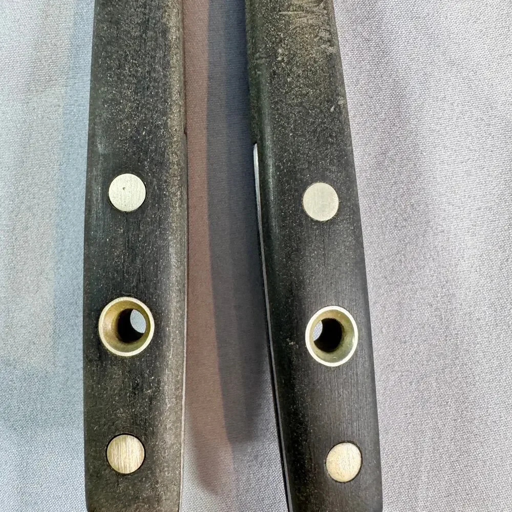 Vintage Flint Japan Stainless Steel Serving Spoon Fork Set Wood Handle MCM